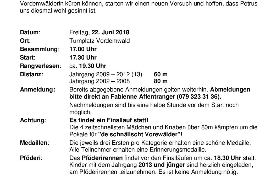 Infos Schnällscht Vorewälder_Verschiebedatum 2018