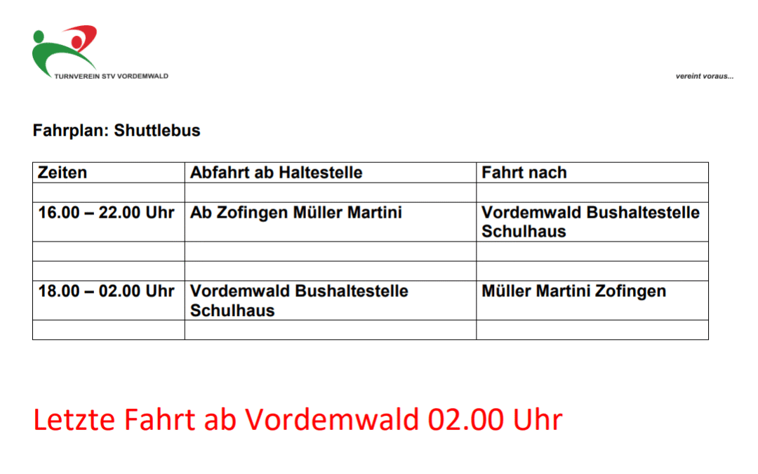 Fahrplan TBC