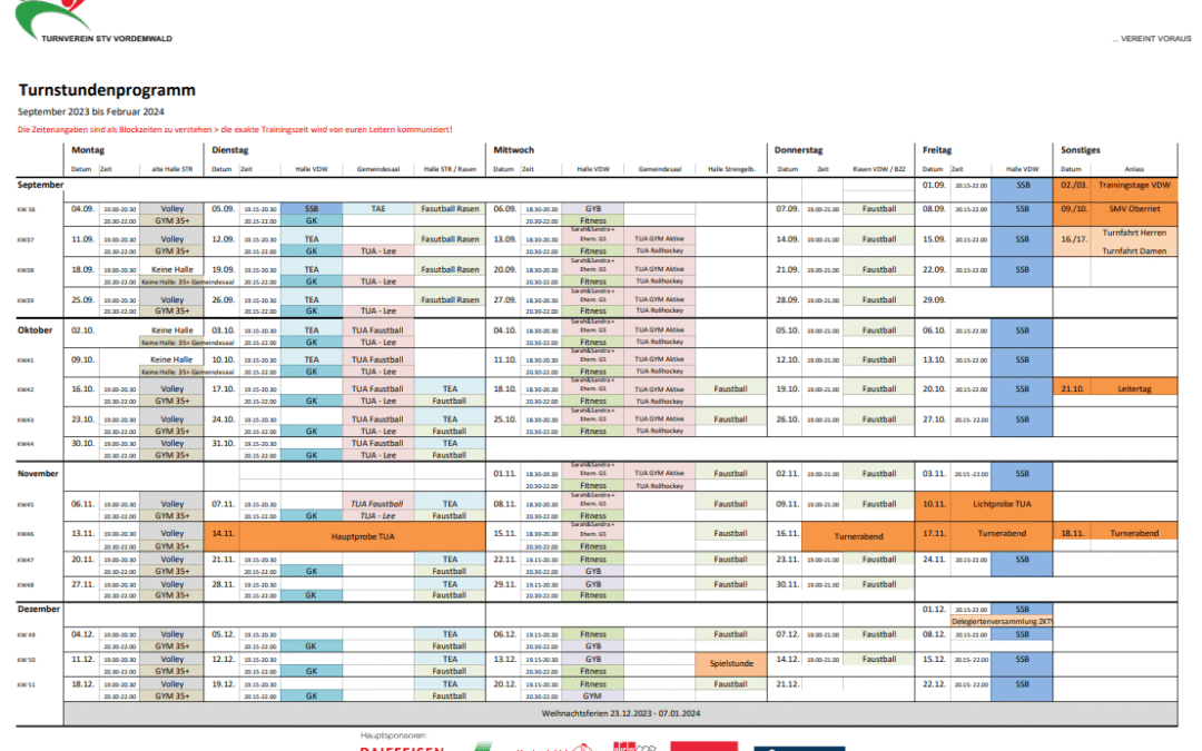 Turnstundenprogramm Sept 23 – Dez 23