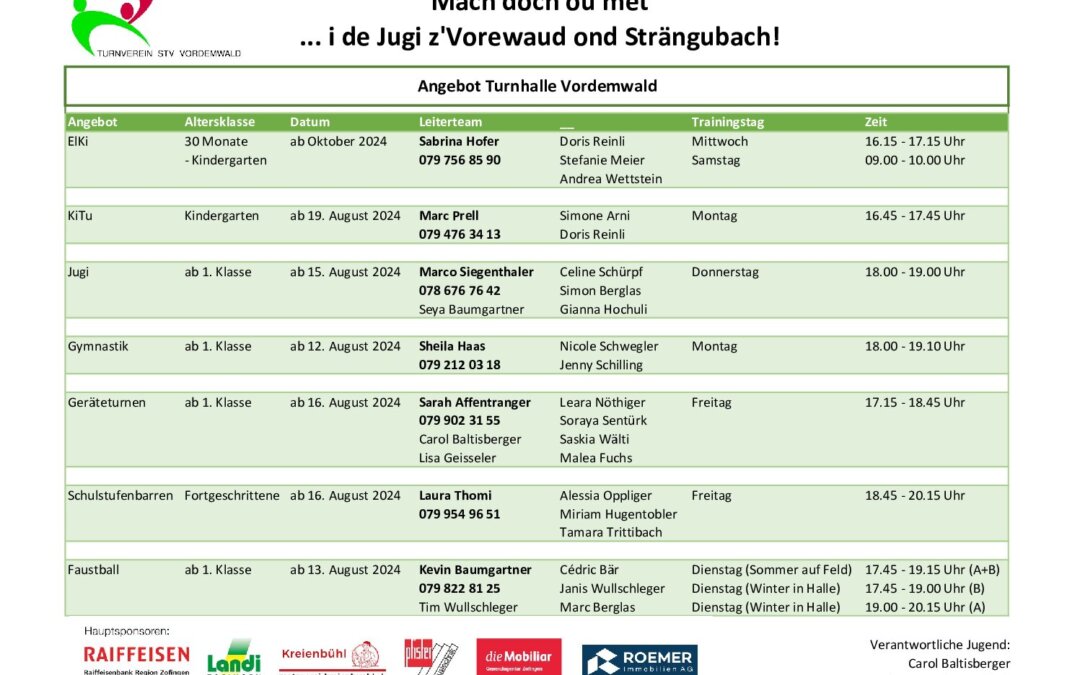 Angebotsliste Jugend 2024