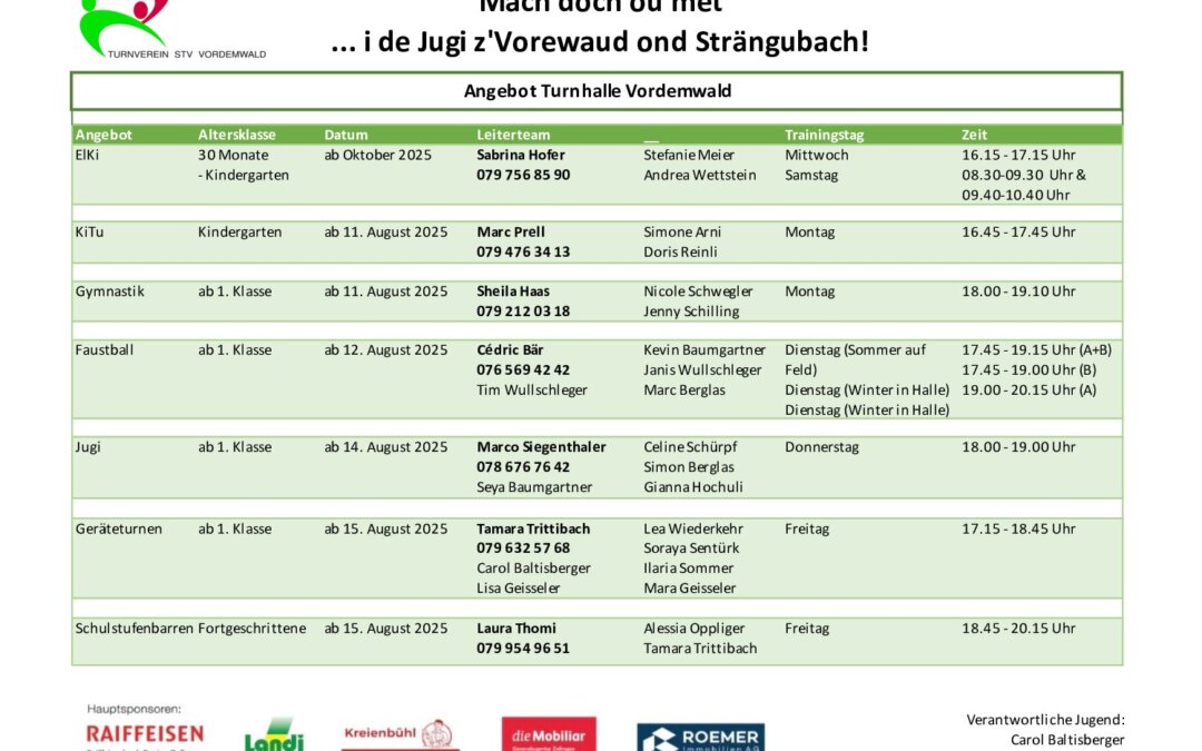 Angebotsliste Jugend 2025